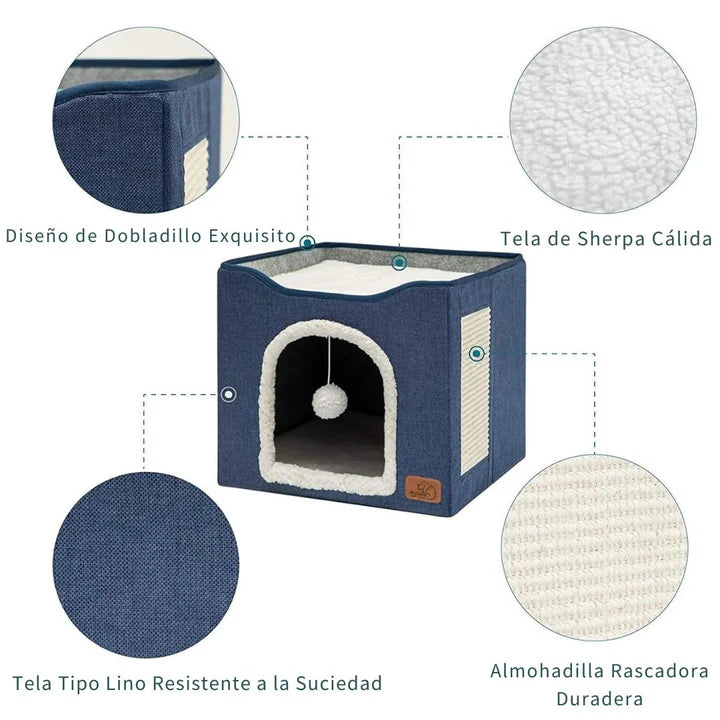 Cama Casa Iglú Para Gato, 2 Niveles Rascador + rascador