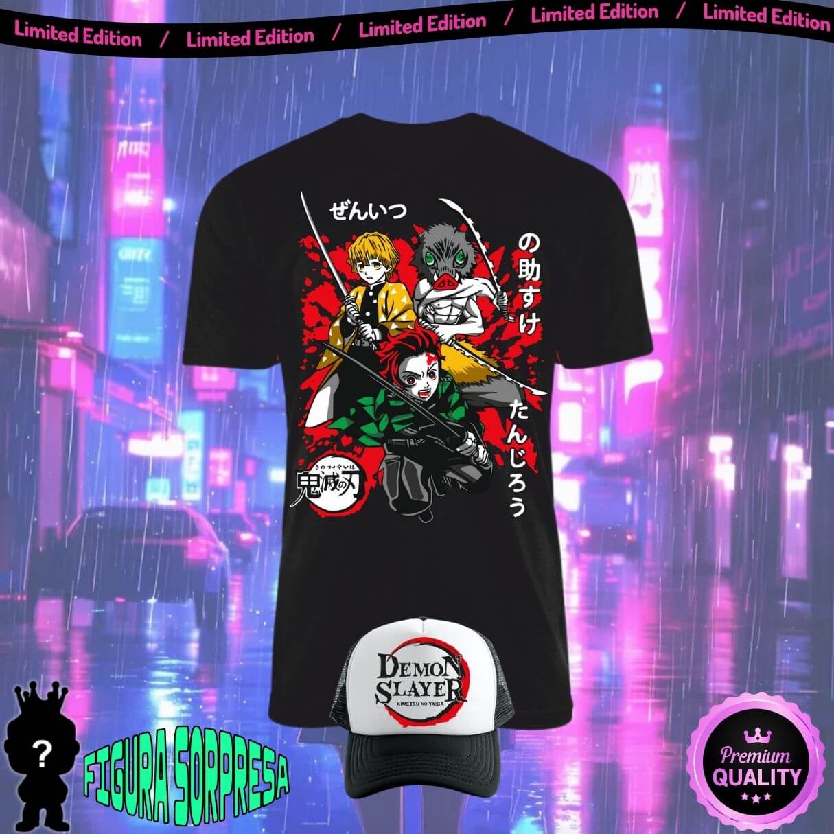 Combo Camiseta + Gorra Anime Obsequio Figura Sopresa