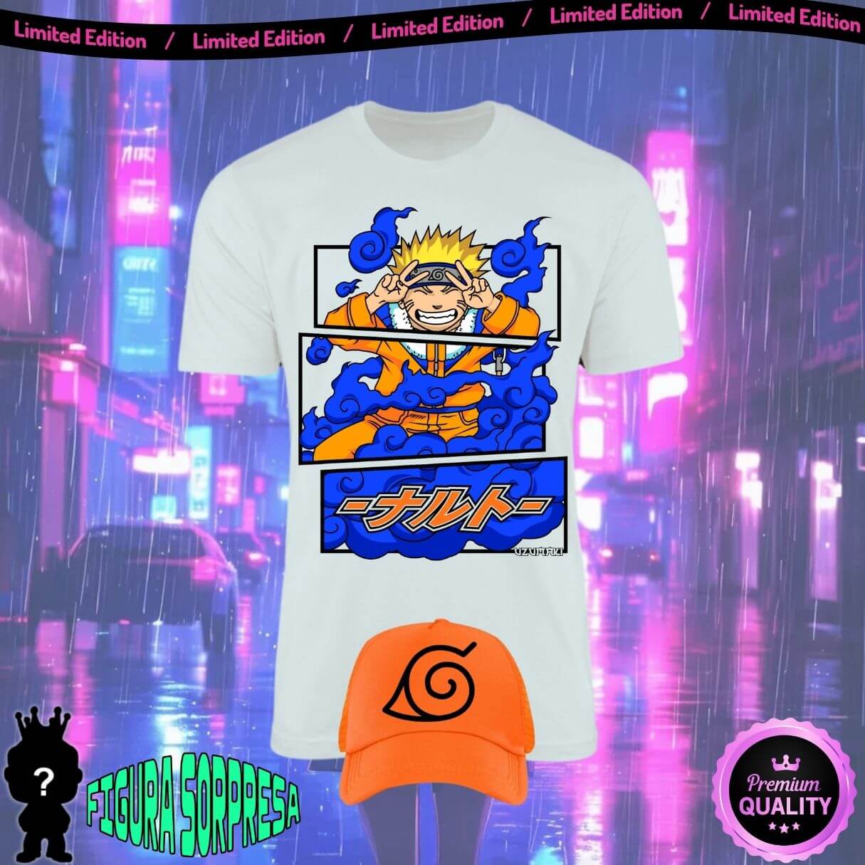 Combo Camiseta + Gorra Anime Obsequio Figura Sopresa