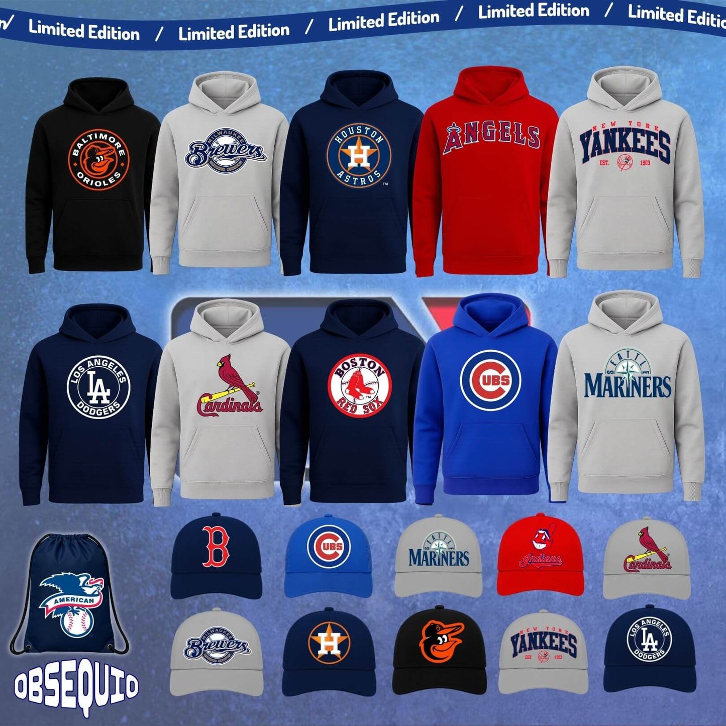 Combo Hoodie + Gorra Premiun Us Baseball Obsequio Bag Tula Sport