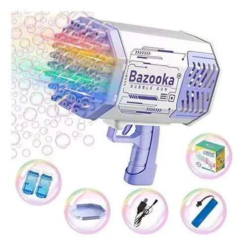 Pistola De Burbujas Con Jabón Bazuca Eléctrica Luces Led 69H