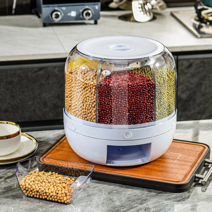 Dispensador de Alimentos Giratorio de 6 Divisiones