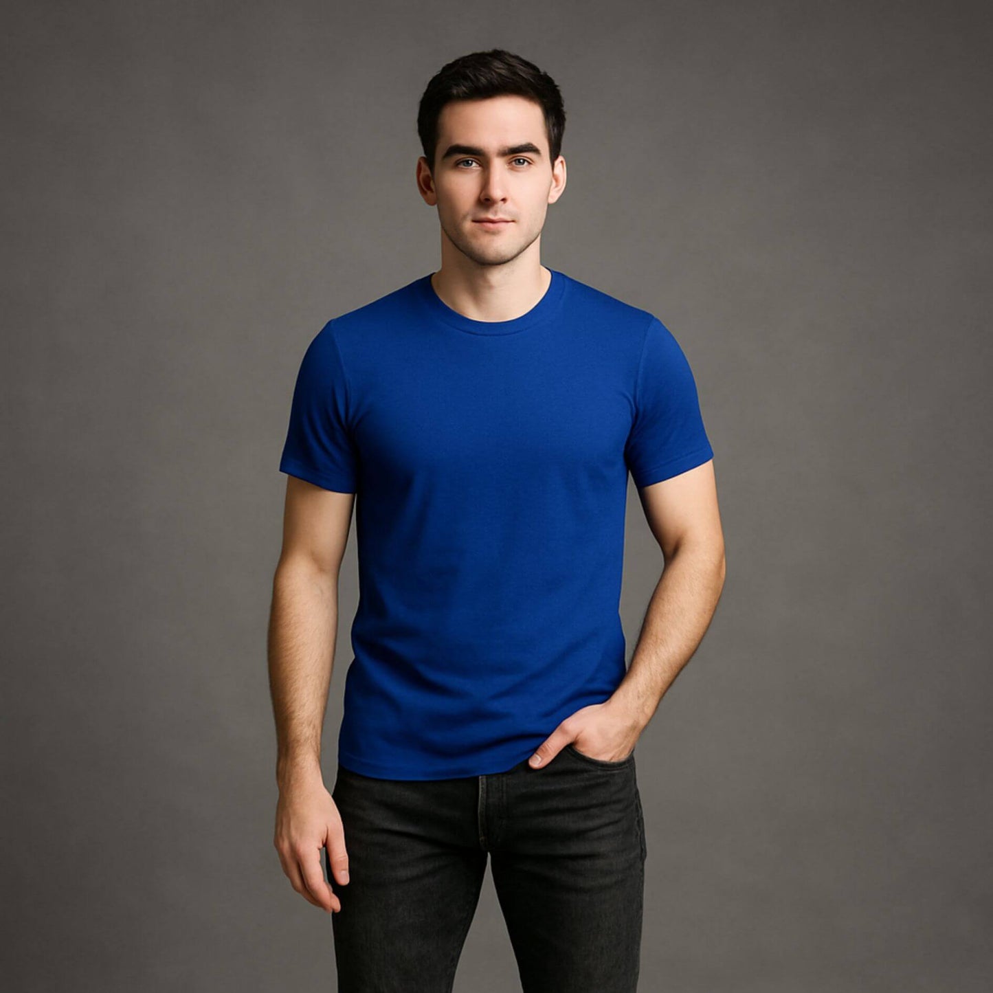 Camiseta Básica Adulto  Unisex Ring Spun Azul Royal