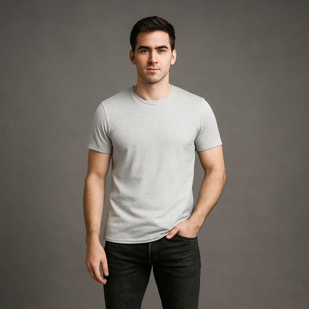 Camiseta Básica Adulto  Unisex Ring Spun Gris Jasped