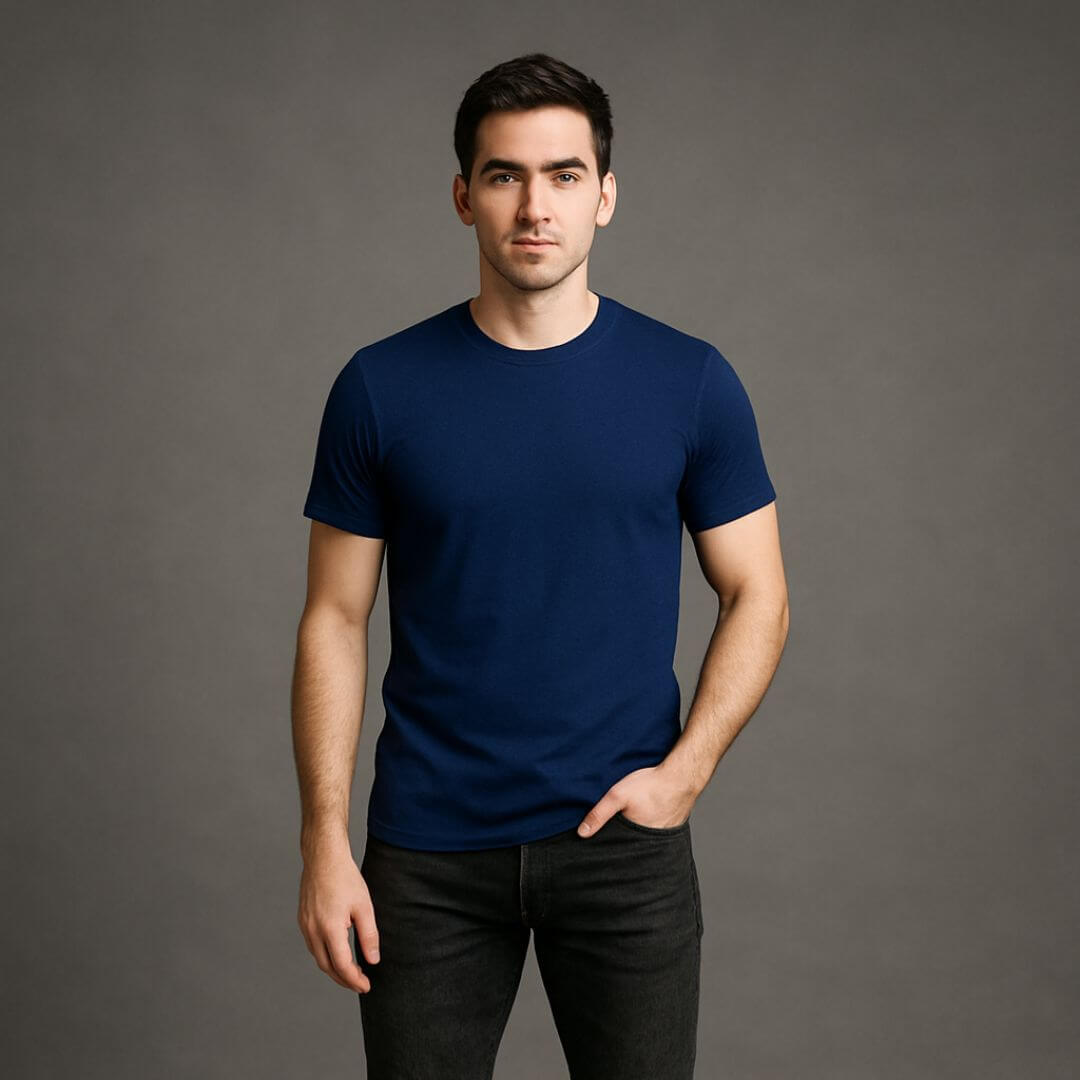 Camiseta Básica Adulto  Unisex Ring Spun Azul Navy