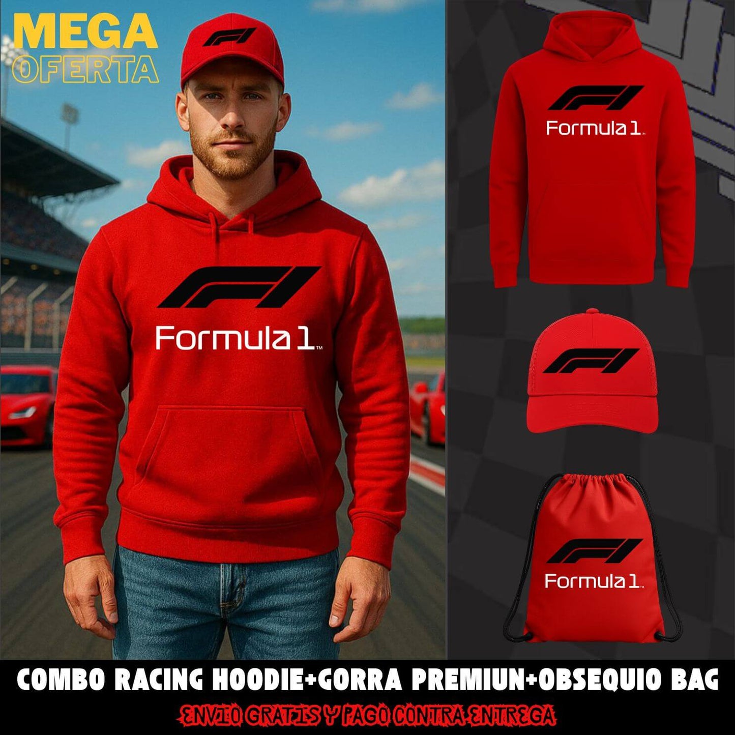 Combo Hoodie + Gorra Racing Obsequio Bag Exclusiva