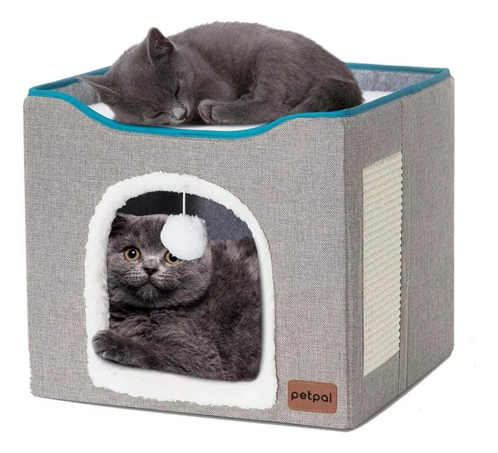 Cama Casa Iglú Para Gato, 2 Niveles Rascador + rascador