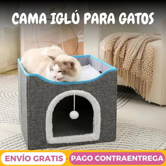 Cama Casa Iglú Para Gato, 2 Niveles Rascador + rascador