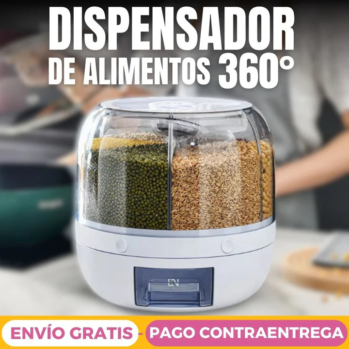 Dispensador de Alimentos Giratorio de 6 Divisiones