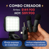 Combo Luz recargable + micrófono VP-056 para Android, iPhone y cámara