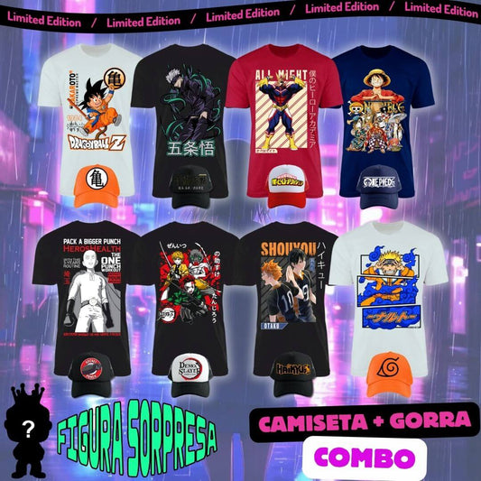 Combo Camiseta + Gorra Anime Obsequio Figura Sopresa