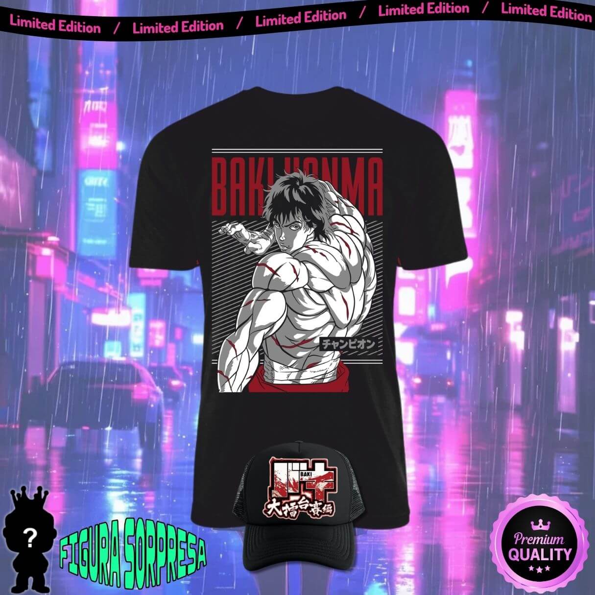 Combo Camiseta + Gorra Anime Obsequio Figura Sopresa