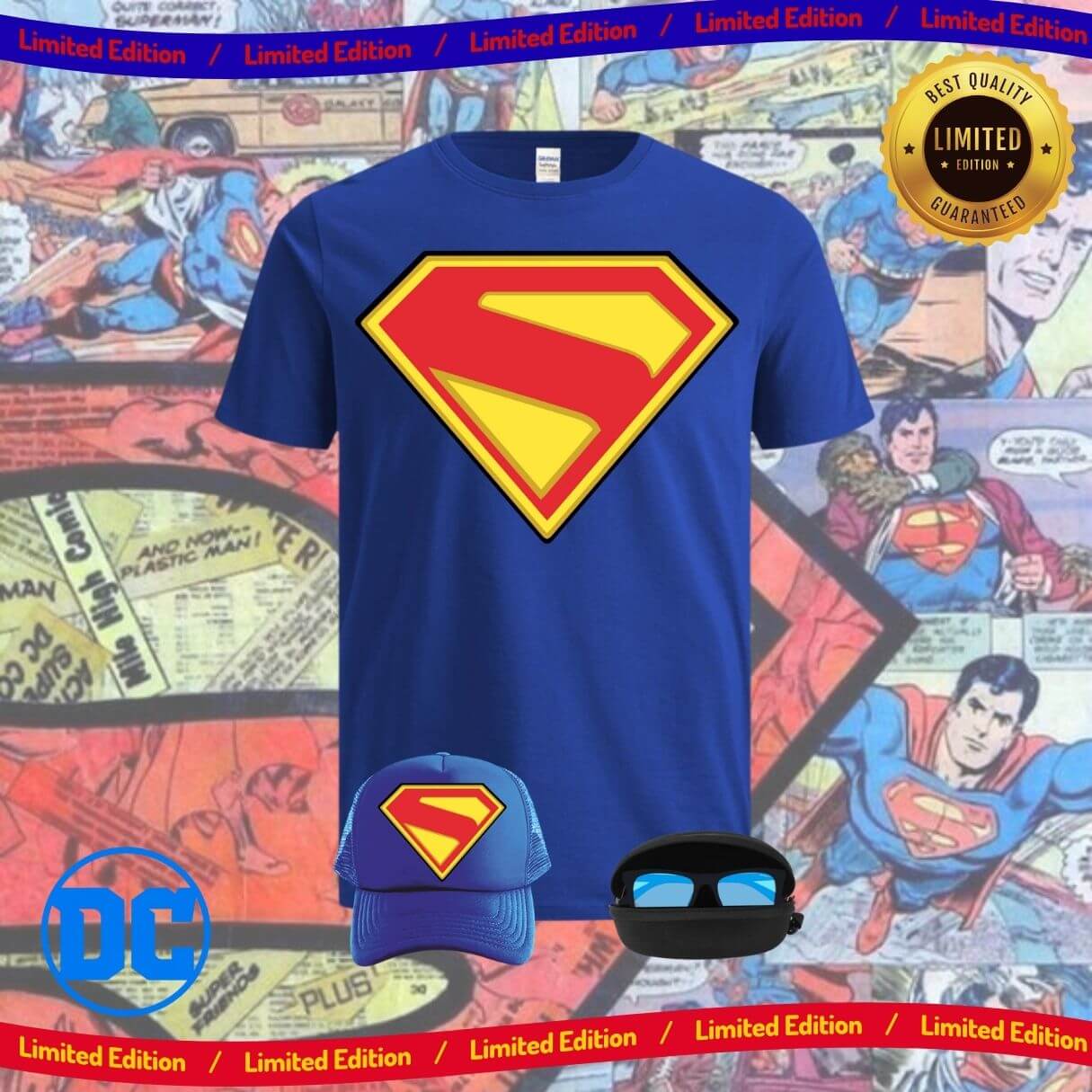 Combo Camiseta + Gorra Hombre De Acero Obsequio Gafas de Sol