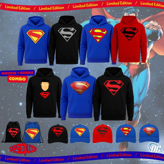 Combo Hoodie + Gorra Premiun Superman Obsequio Bag Tula Sport