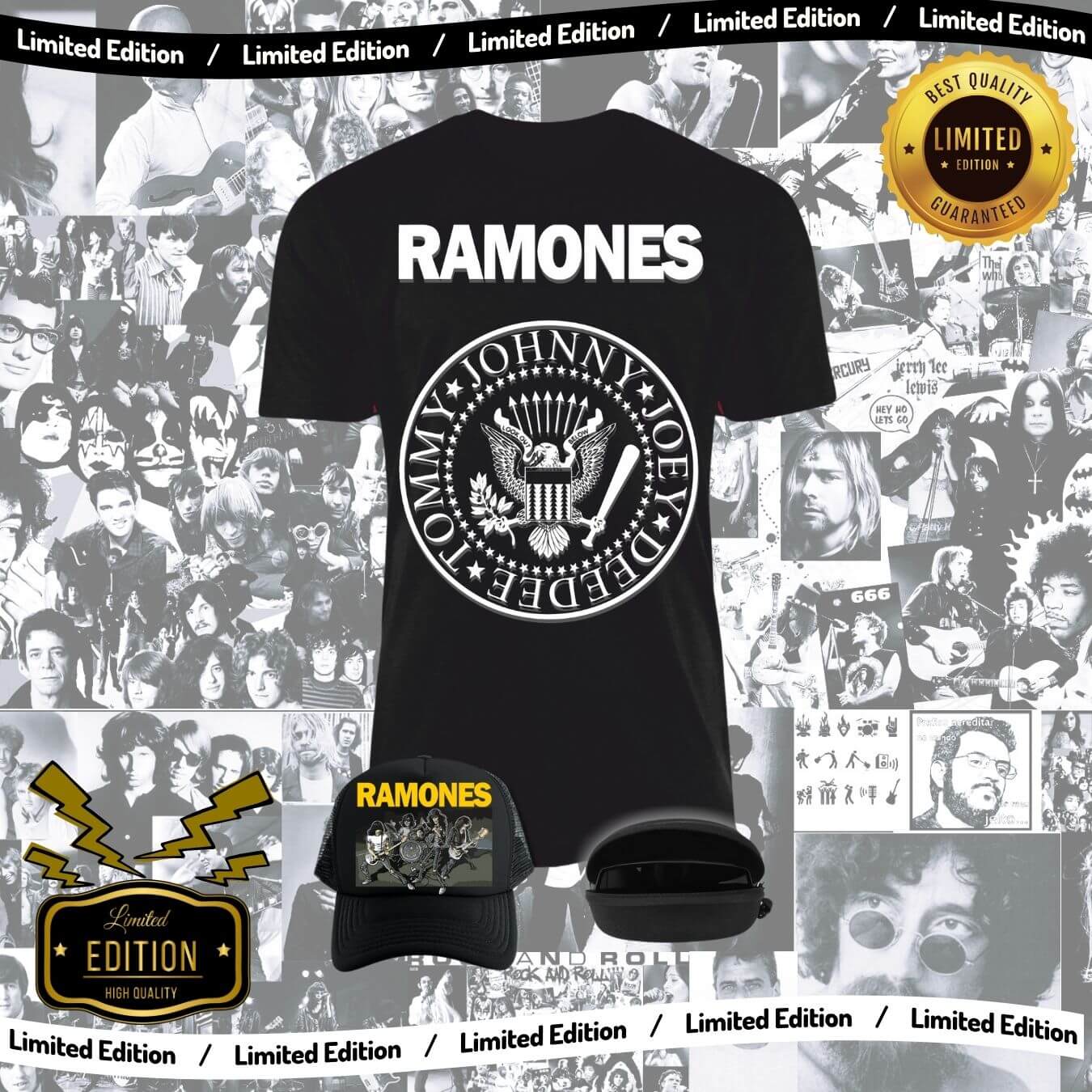 Combo Camiseta + Gorra Rock Obsequio Gafas de Sol