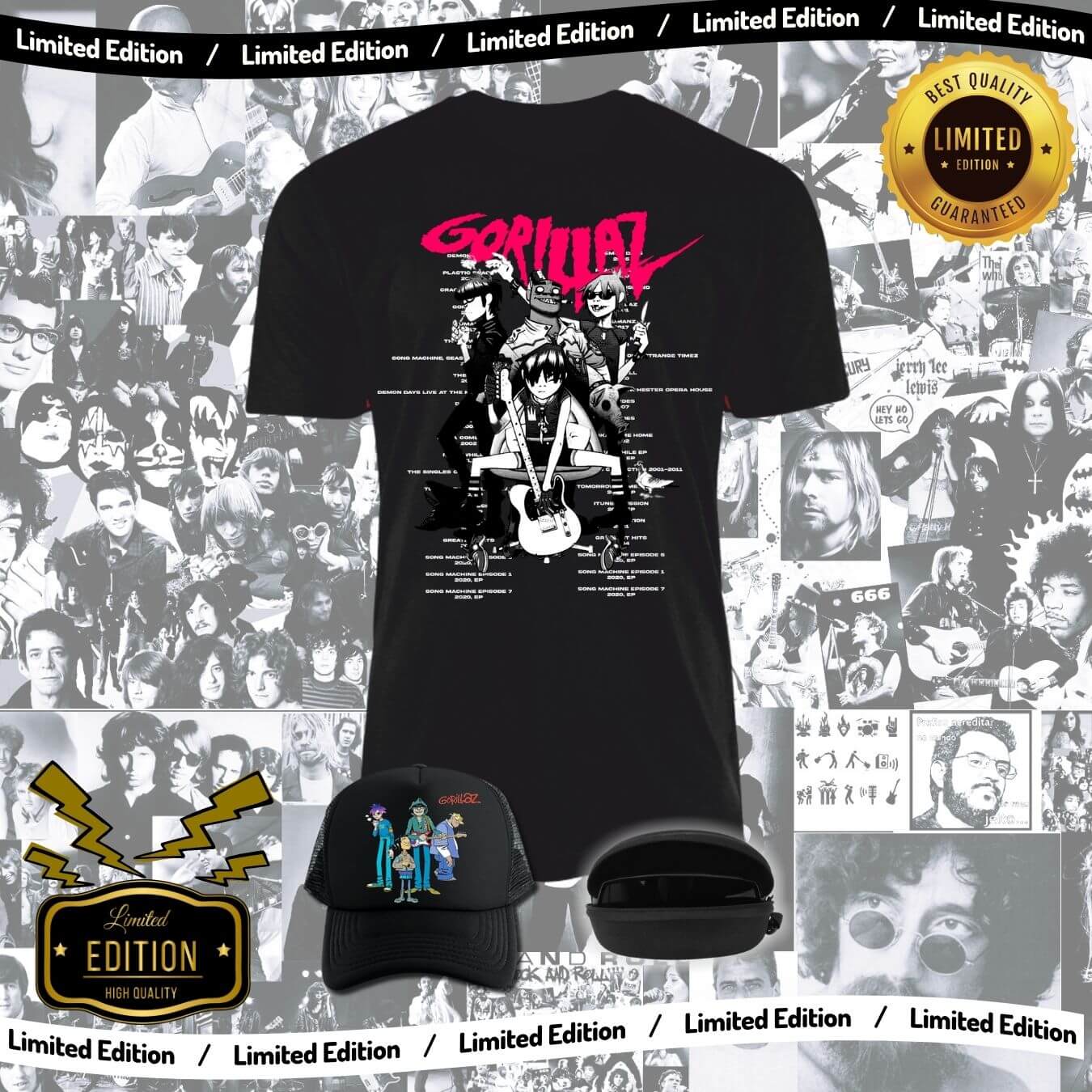 Combo Camiseta + Gorra Rock Obsequio Gafas de Sol
