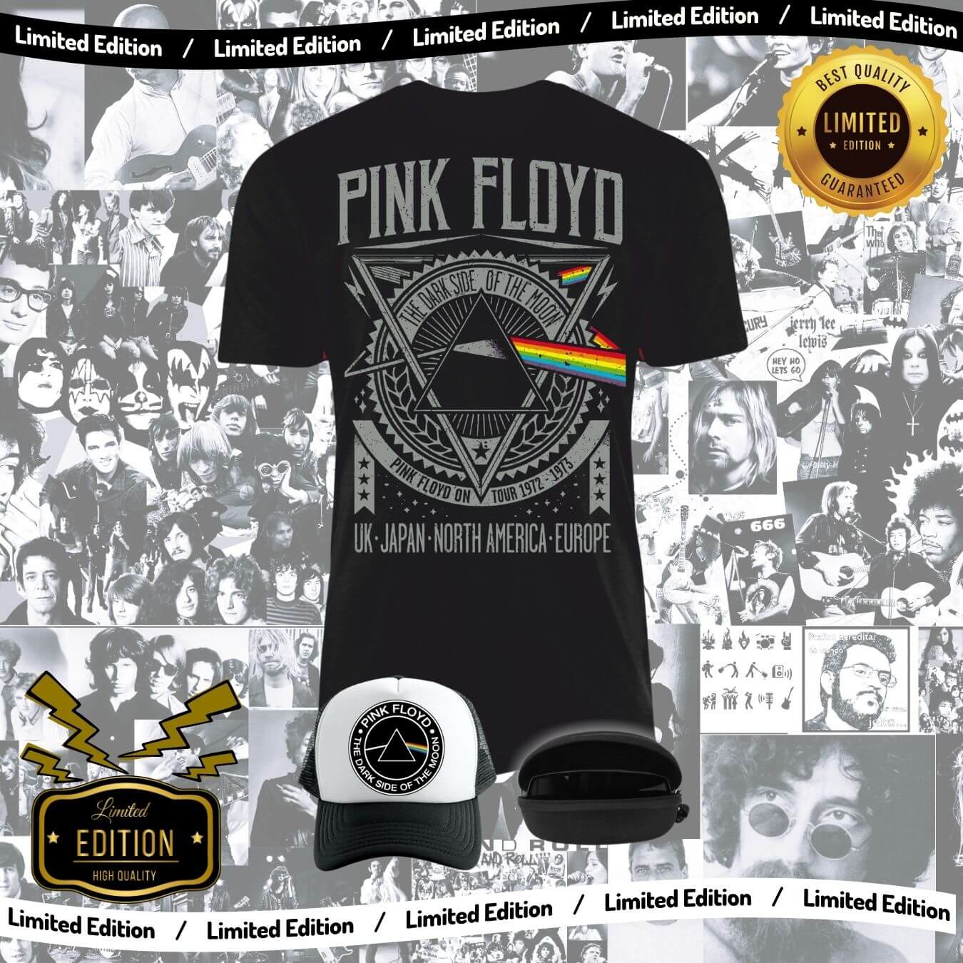 Combo Camiseta + Gorra Rock Obsequio Gafas de Sol