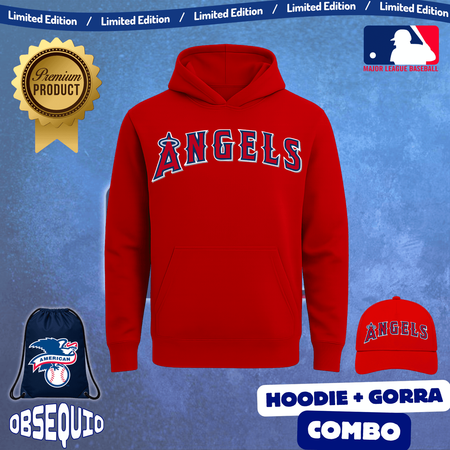 Combo Hoodie + Gorra Premiun Us Baseball Obsequio Bag Tula Sport