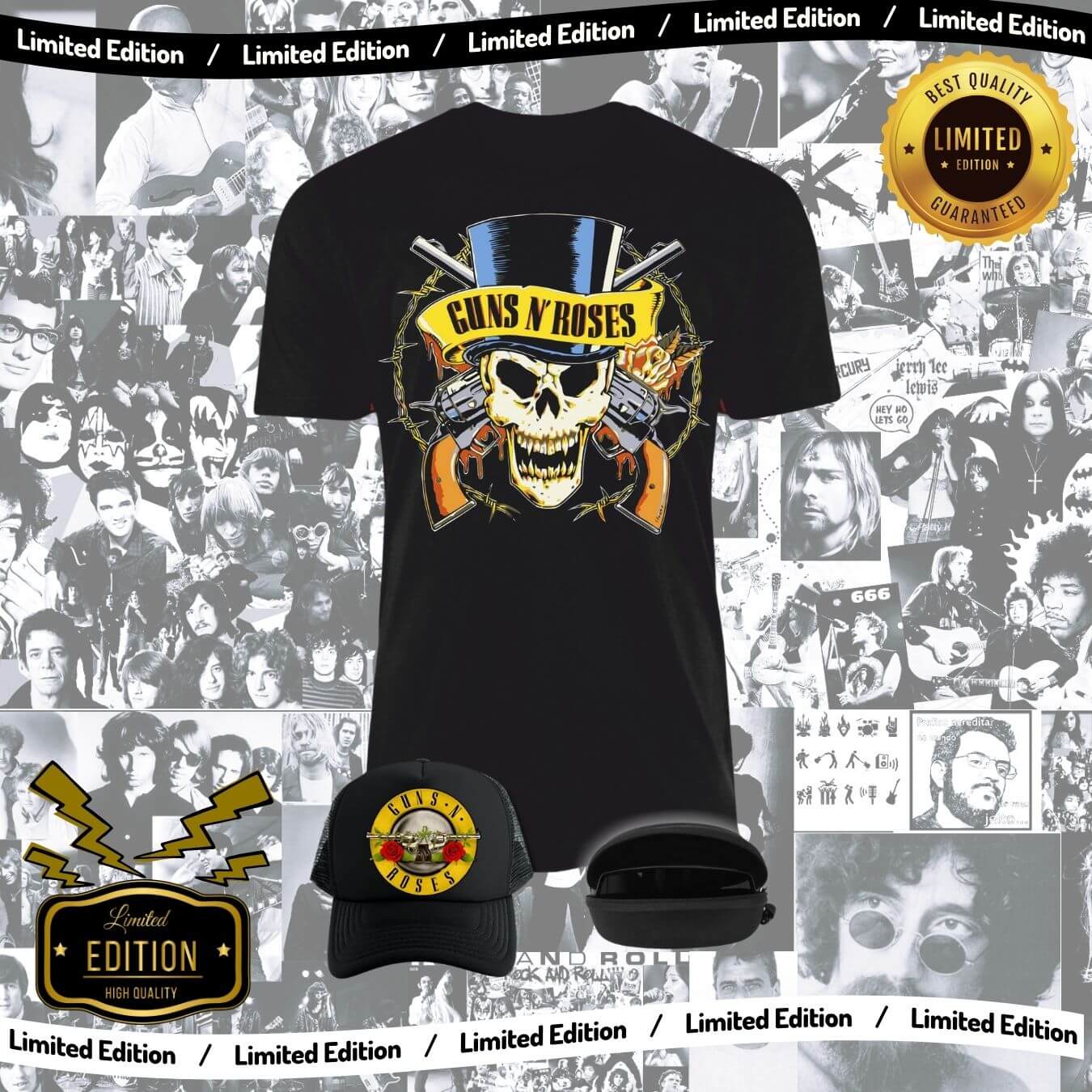 Combo Camiseta + Gorra Rock Obsequio Gafas de Sol